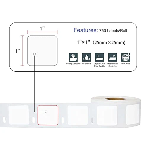 L LIKED 10 Rolls Compatible with DYMO 30332 Square Labels 1" x 1" Multipurpose Replacement Labels for LW 450, 450 Turbo, 4XL (750 Labels/Roll) (10 Rolls) - Image 5