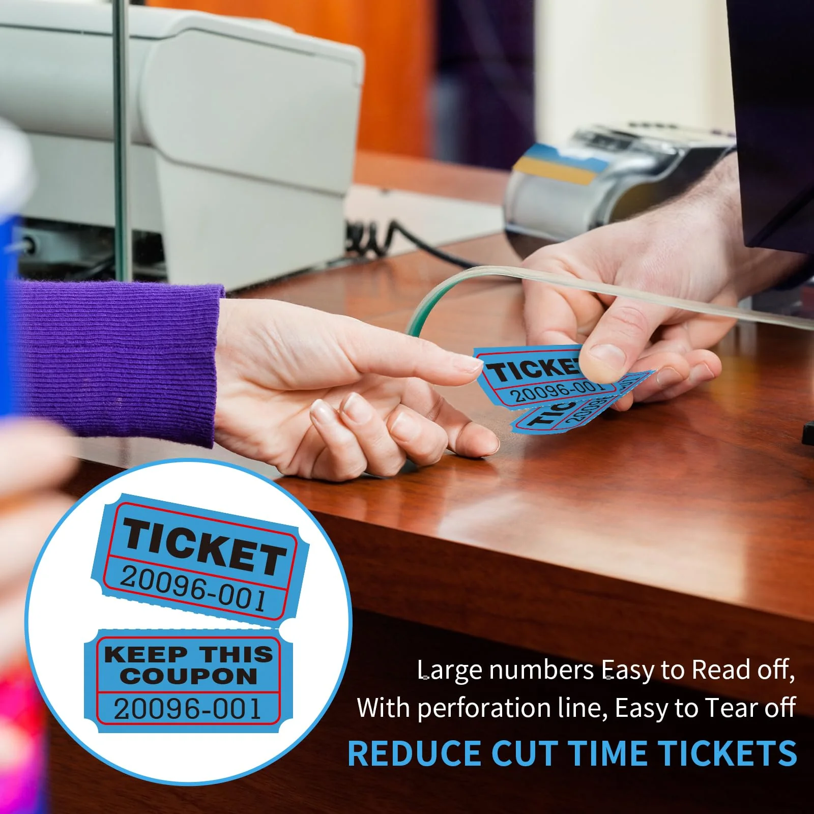 L LIKED 1000 Per Roll 2" x 2" Raffle Tickets with Perforations and Consecutive Numbers for Events,Entry,Class Reward,Fundraiser & Prizes-3 Rolls - Image 5