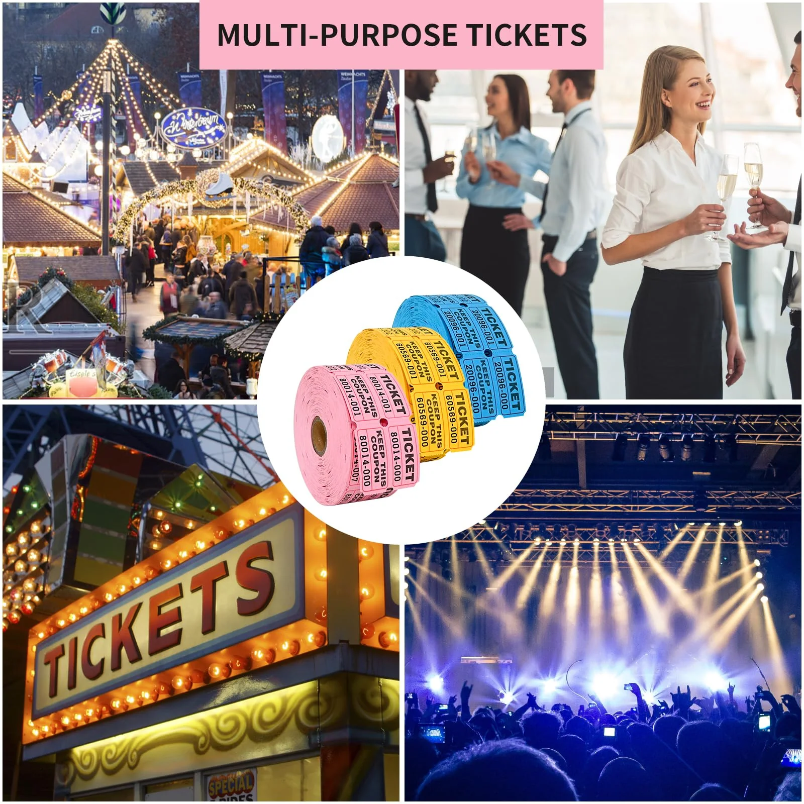 L LIKED 1000 Per Roll 2" x 2" Raffle Tickets with Perforations and Consecutive Numbers for Events,Entry,Class Reward,Fundraiser & Prizes-3 Rolls - Image 7