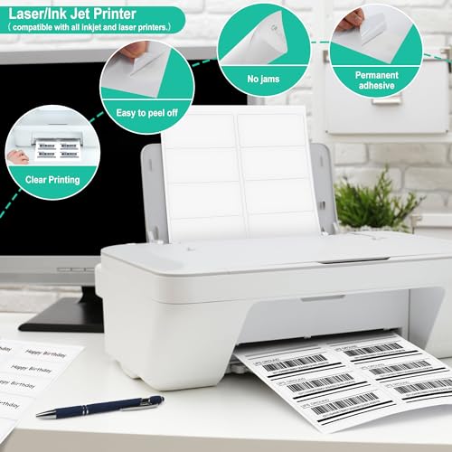 L LIKED Printable White Sticker Labels 2 x 4 Inches Mailing Labels, Laser/Inkjet Printing - Matte, 10 per Sheets - Image 4