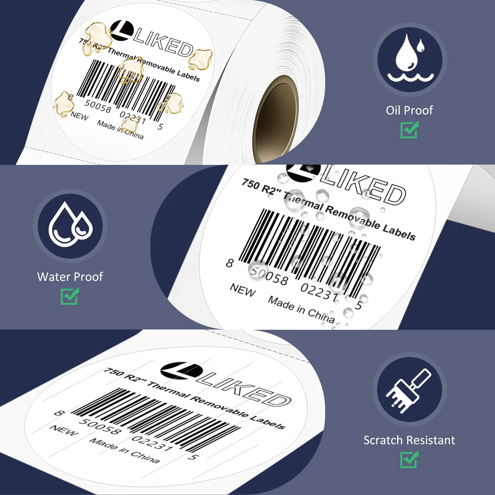 L LIKED 2"x2"  2"x1" Direct Square & 2" circle Thermal Labels  for Block, Permanent Adhesive Barcode Adress Labels & Compatible with Rollo, Zebra and Other Desktop Printers - Image 4