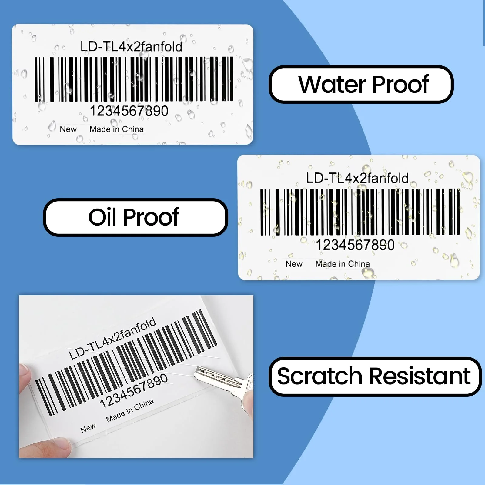 L LIKED 4" X 2" Fanfold Direct Thermal Labels - 500/1000 Total UPC and Shipping Labels Compatible with Zebra, Munbyn, and Rollo Thermal Printers - Image 4