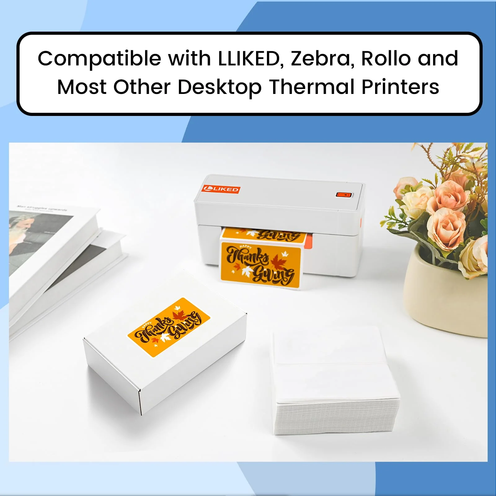 L LIKED 4" X 2" Fanfold Direct Thermal Labels - 500/1000 Total UPC and Shipping Labels Compatible with Zebra, Munbyn, and Rollo Thermal Printers - Image 5