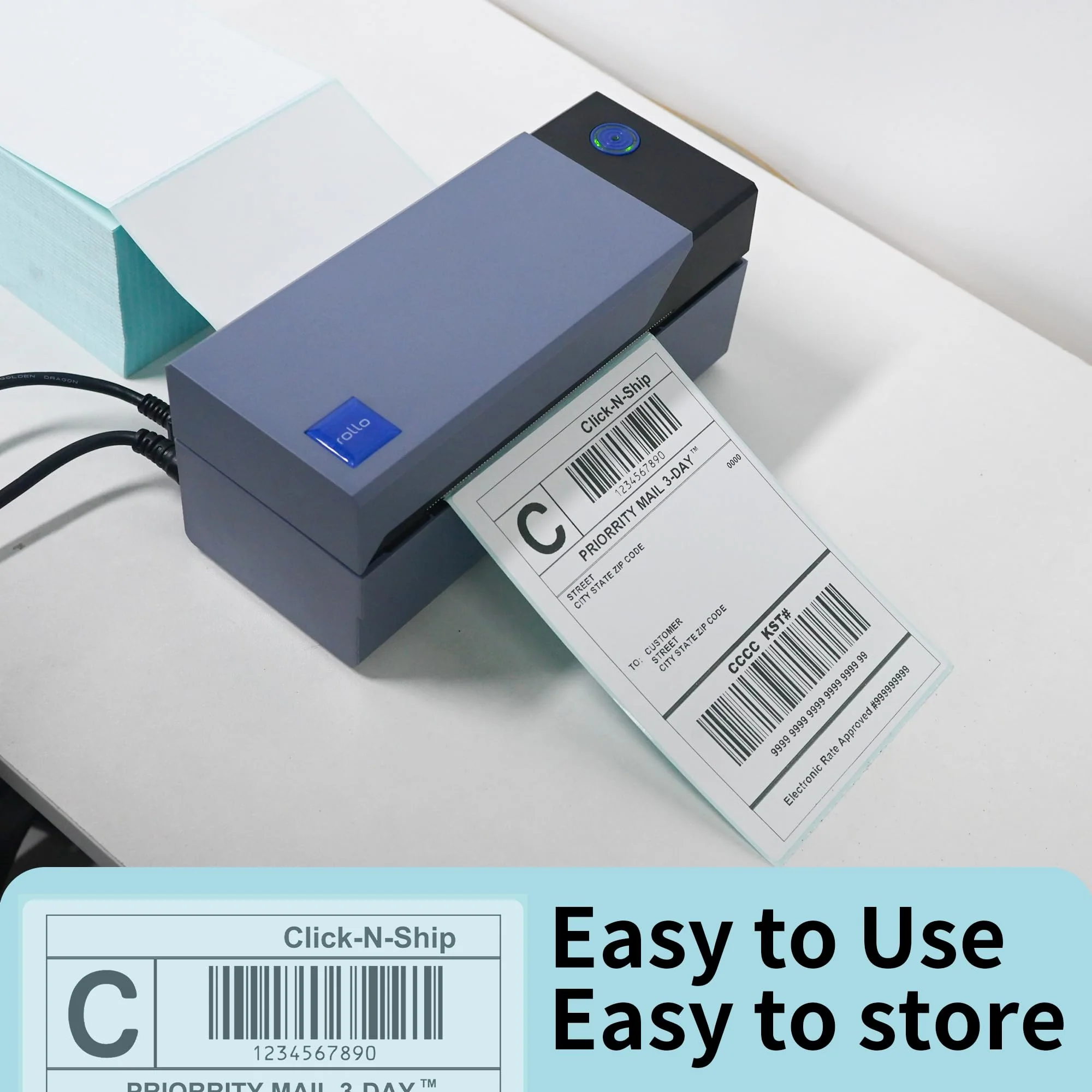 L LIKED 4" x 6" Fanfold Blue Direct Thermal Labels - Image 5