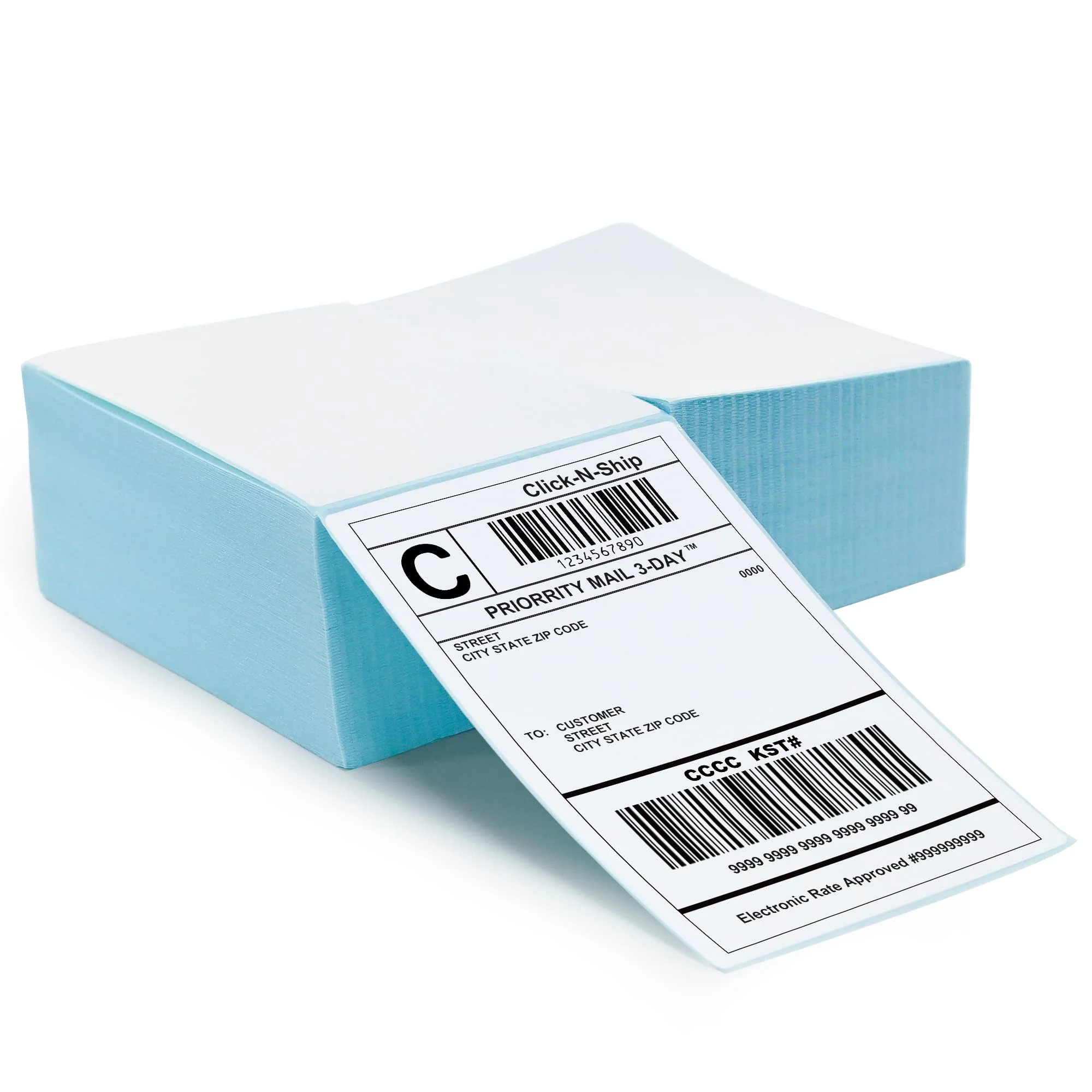 L LIKED 4" x 6" Fanfold Blue Direct Thermal Labels - Image 8