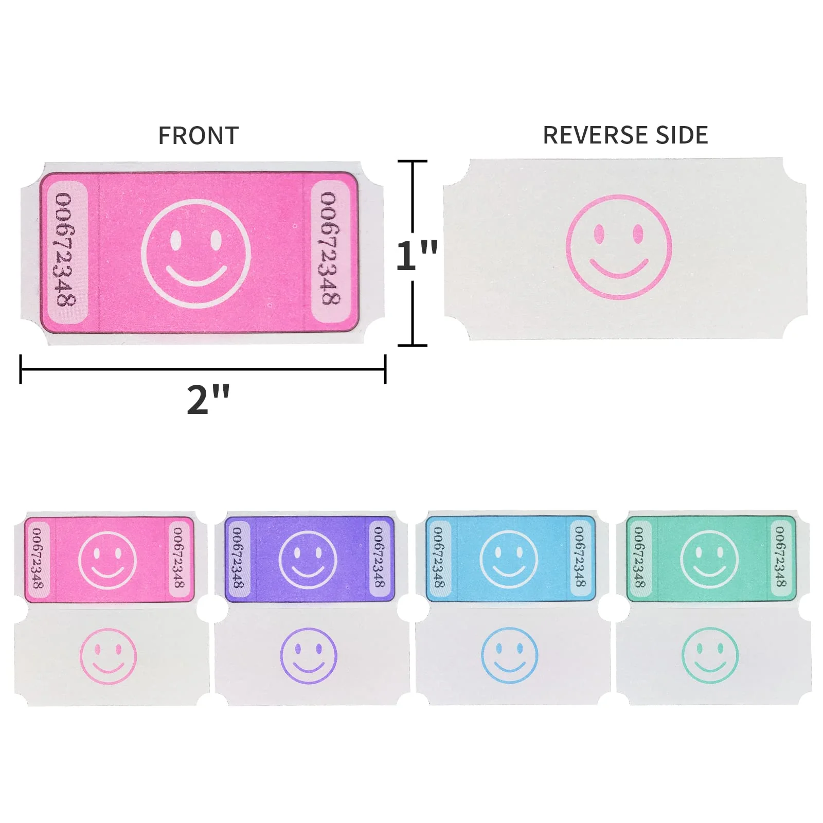 L LIKED 4000 Assorted Raffle Tickets Each Tickets Size 1x2 Inch,1000 Tickets Per Roll, 4 Rolls Smile Single Raffle Tickets Rolls-Pink,Green,Blue,Purple - Image 6