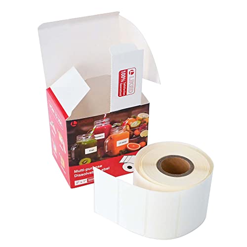 L LIKED 500 Stickers 2" x 1" White Dissolvable Food Labels for Containers -500 Labels/Roll - Image 2