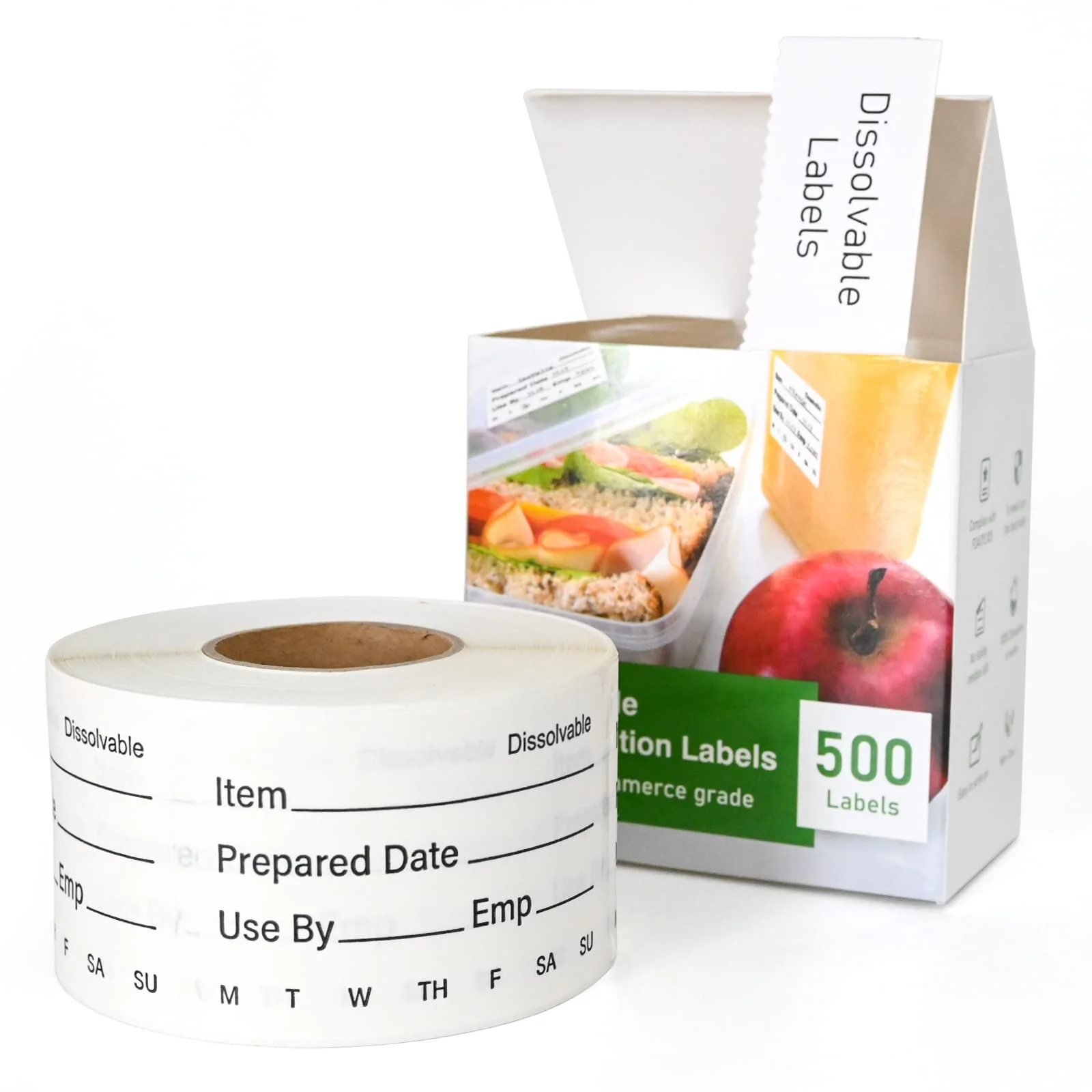L LIKED 500 Stickers Dissolvable Food Label 2" x 3" Rotation Label Great use for Containers (Roll of 500)