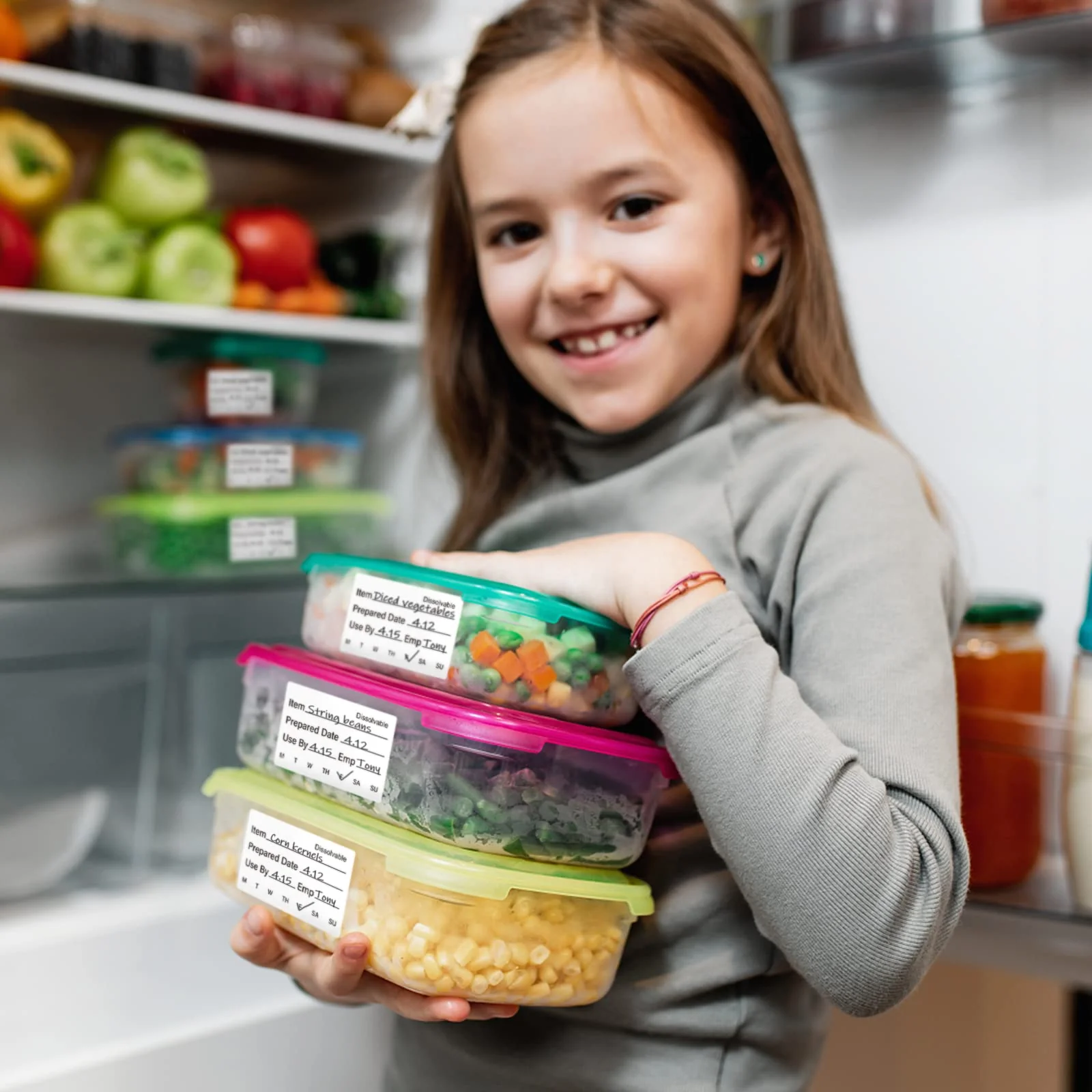 L LIKED 500 Stickers Dissolvable Food Label 2" x 3" Rotation Label Great use for Containers (Roll of 500) - Image 2