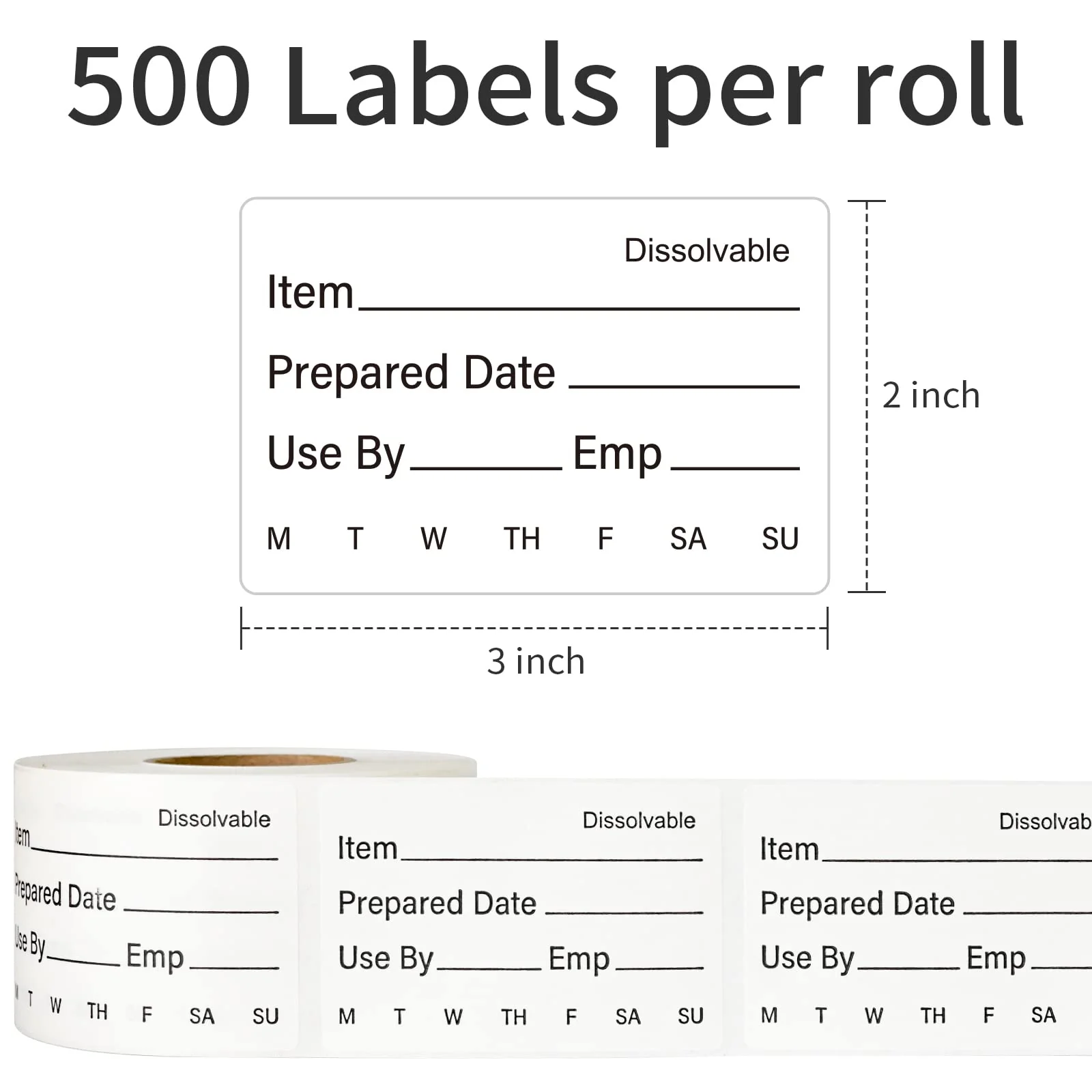 L LIKED 500 Stickers Dissolvable Food Label 2" x 3" Rotation Label Great use for Containers (Roll of 500) - Image 5