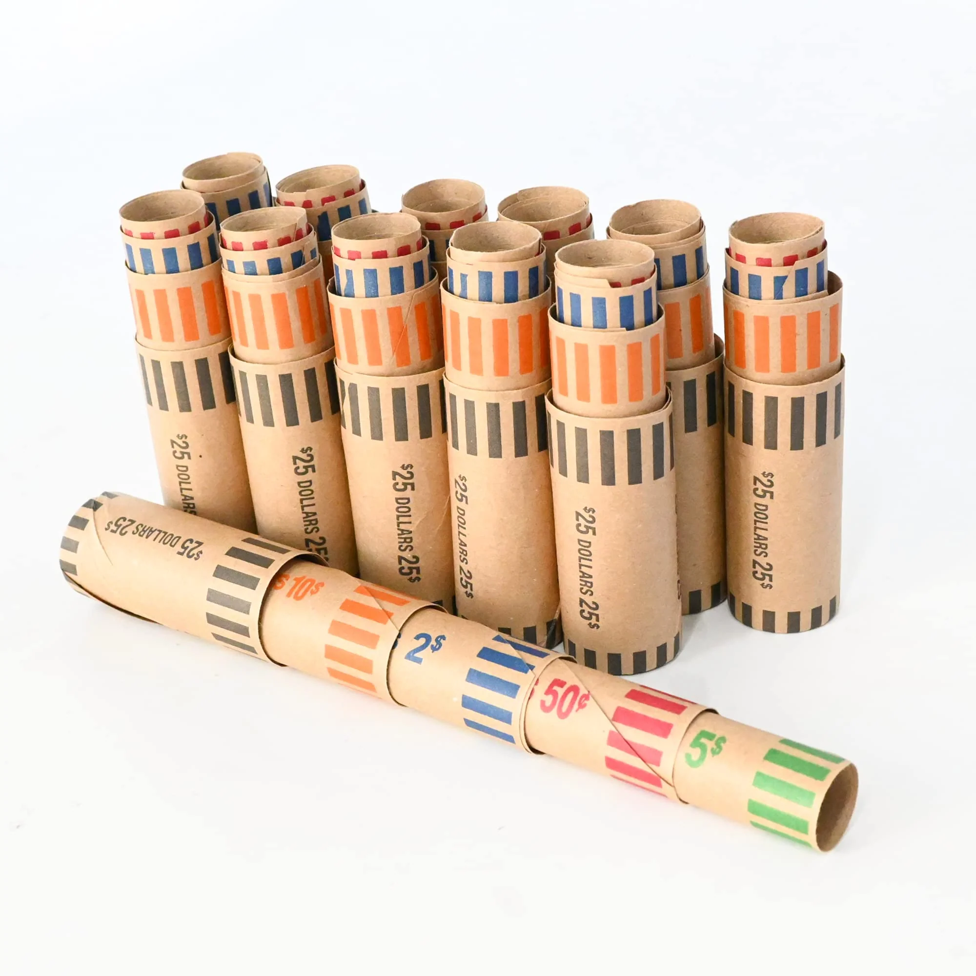 L LIKED 60 Assorted Preformed Coin Wrappers 12 Quarters, 12 Pennies, 12 Nickels 12 Dimes and 12 Dollars (60 pcs) - Image 4