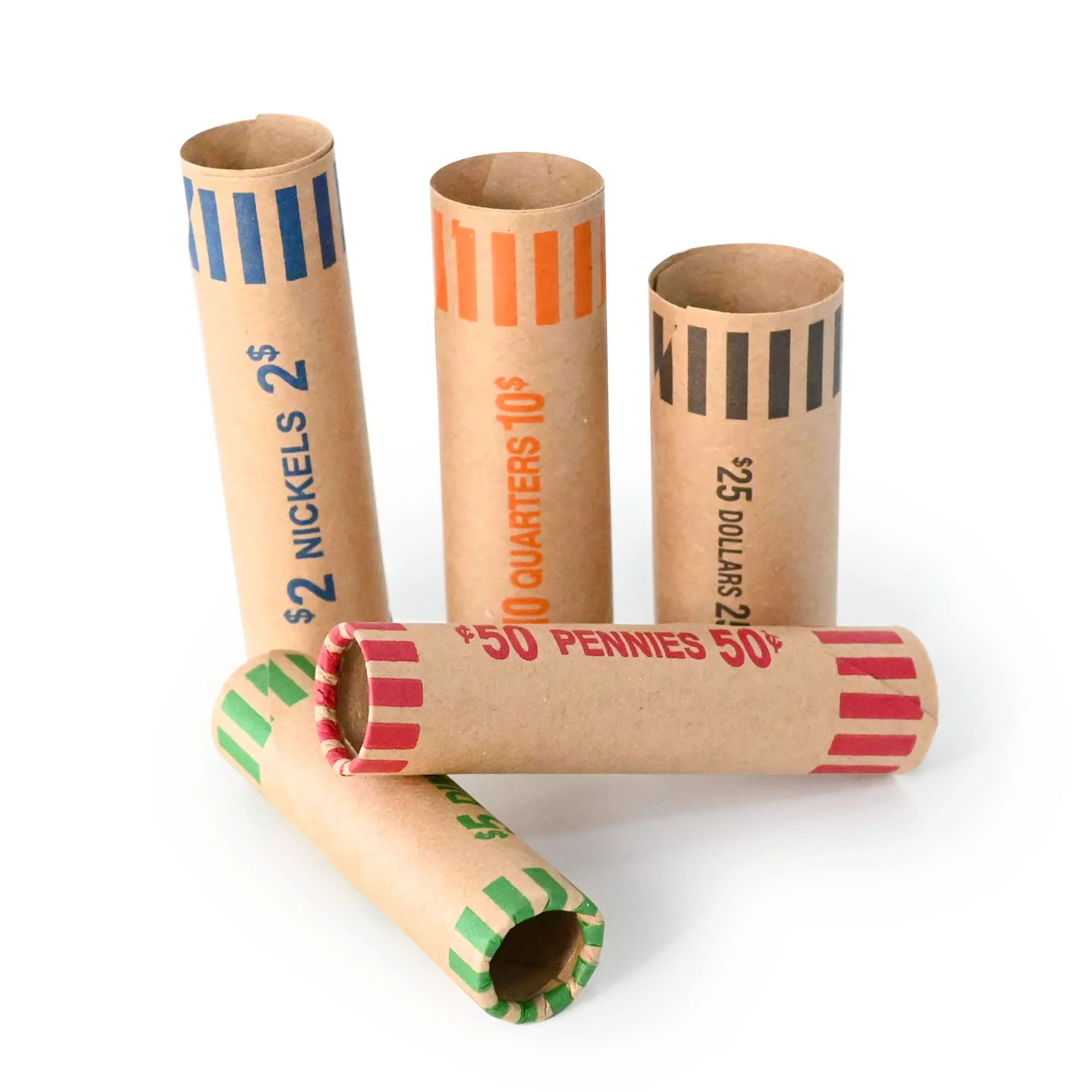 L LIKED 60 Assorted Preformed Coin Wrappers 12 Quarters, 12 Pennies, 12 Nickels 12 Dimes and 12 Dollars (60 pcs) - Image 6