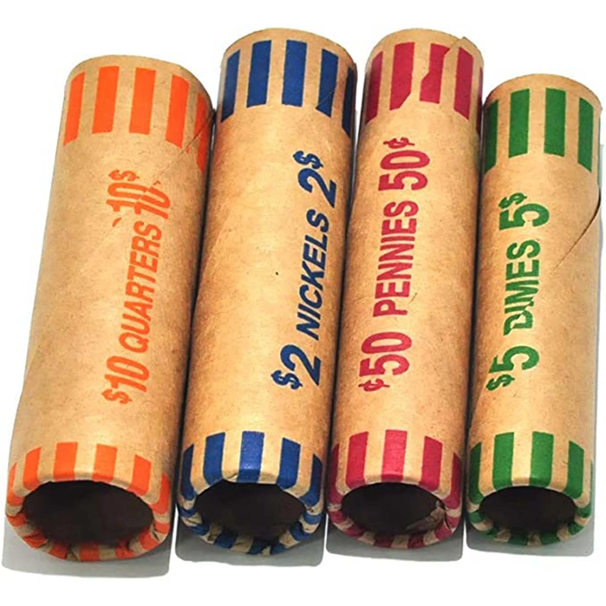L LIKED Assorted Preformed Coin Wrappers, Quarters, Pennies, Nickels and Dimes