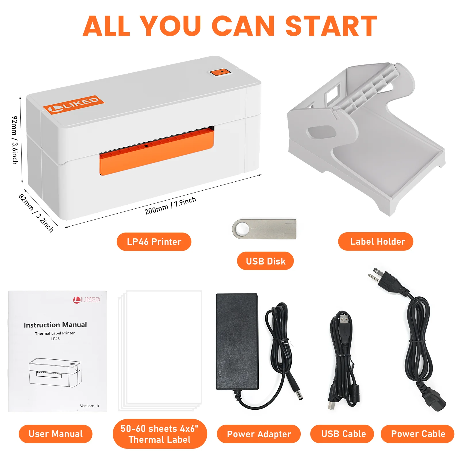 L LIKED Bluetooth Thermal Label Printer, 4x6 Shipping Label Printer, Support Android, iPhone and Windows, Widely Used for Amazon, Ebay, UPS etc (LP46 White) - Image 6
