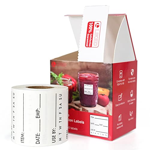 L LIKED Dissolvable Food Labels 2 x 2 Inch Shelf Life for Containers Use by Roll of 250 Labels - Image 5