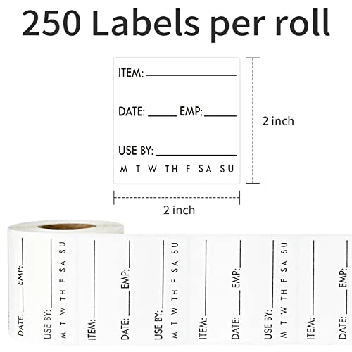 L LIKED Dissolvable Food Labels 2 x 2 Inch Shelf Life for Containers Use by Roll of 250 Labels - Image 6