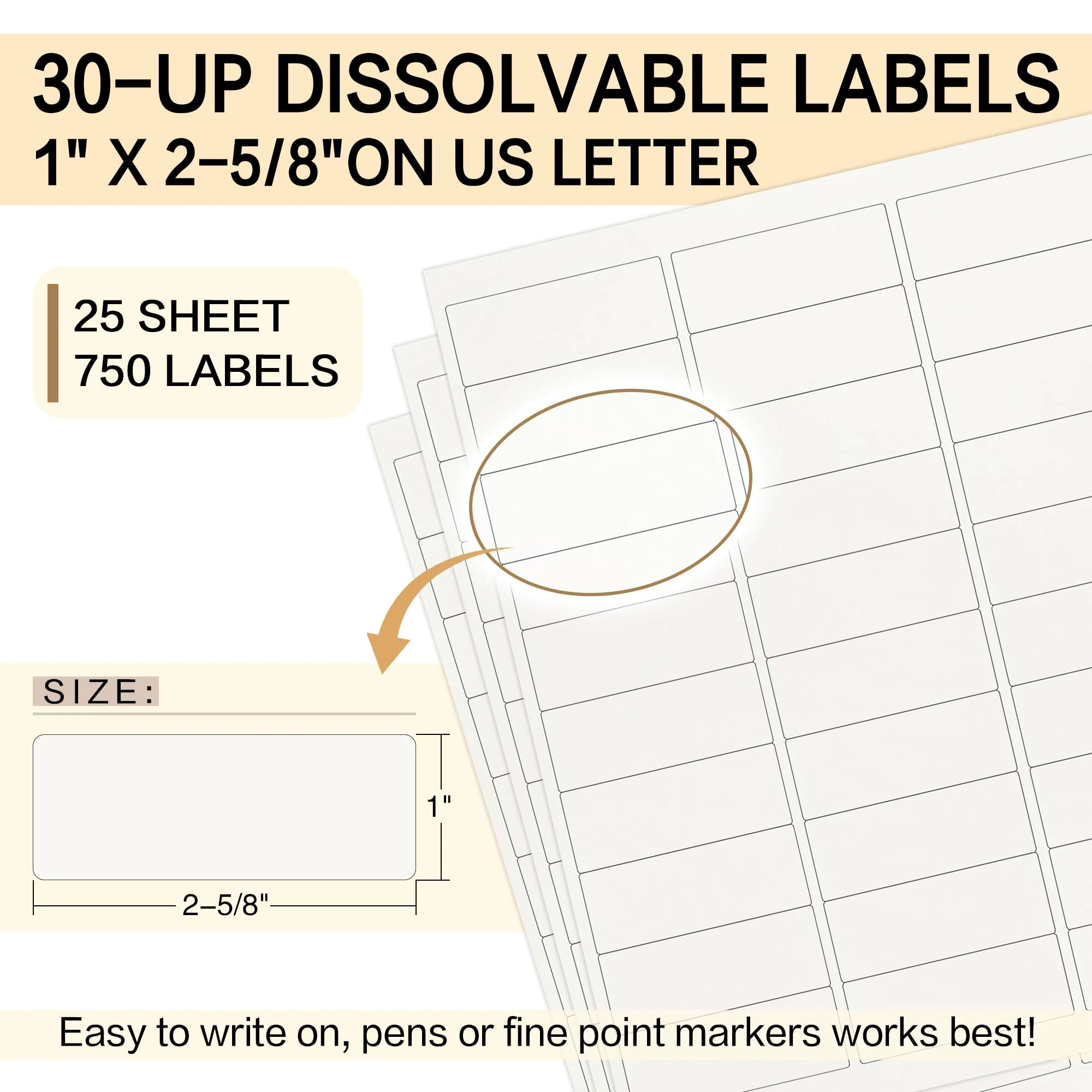 L LIKED Dissolvable Food Labels 8.5" x 11" Printable Sticker Paper for Laser & Inkjet Printers Full Sheets and 1" X 2-5/8" Sticket Labels,Freezer Labels-25 Sheets - Image 2