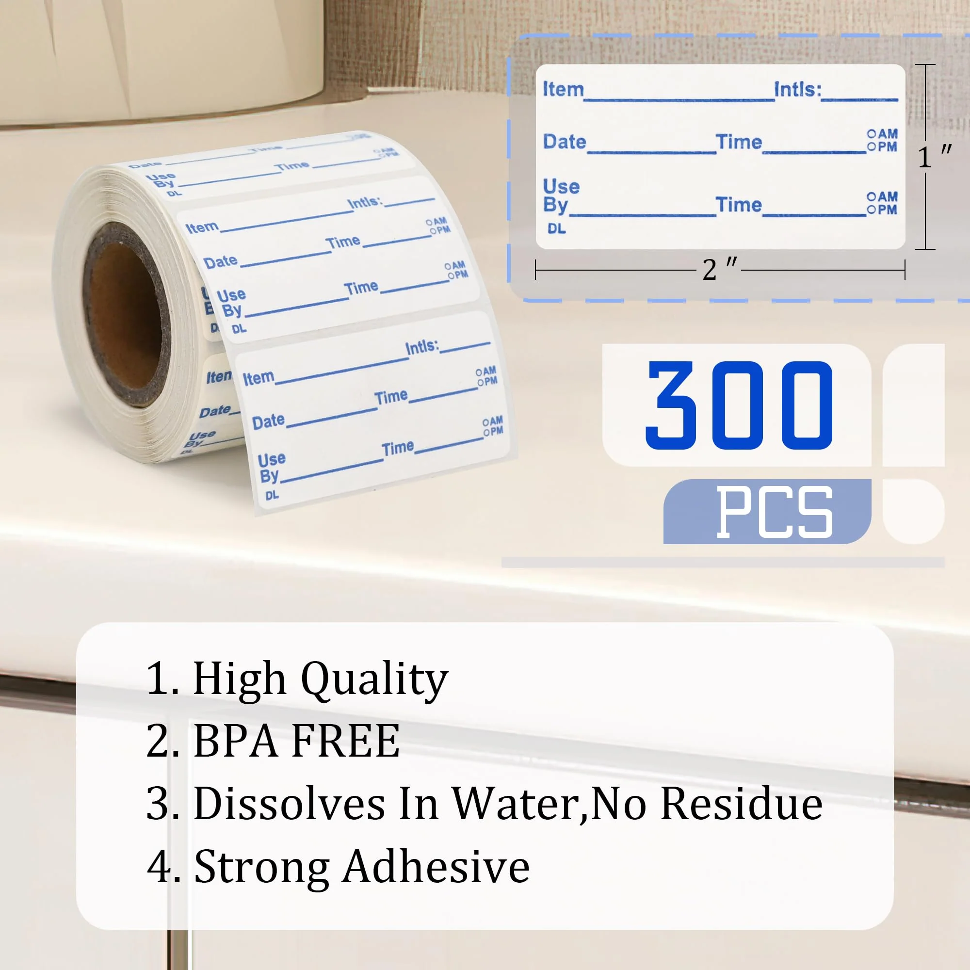 L LIKED Dissolvable Food Labels for Storage 2"x1" Dissolvable Food Rotation Labels Self-Adhesive Stickers Kitchen Labels,Freezer Labels - Image 3