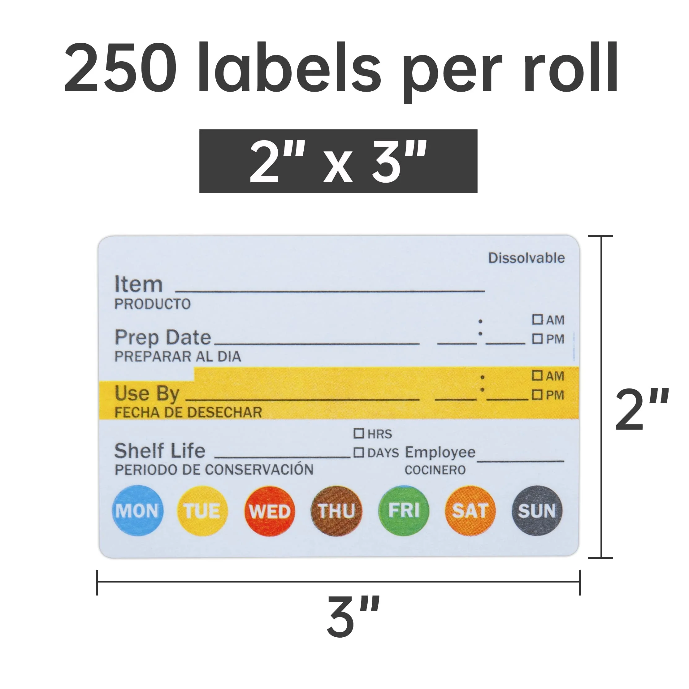 L LIKED Dissolvable Label Shelf Life for Food Rotation Use by Stickers 2 x 3 Inch Roll of Labels (250 Labels/Roll) - Image 4