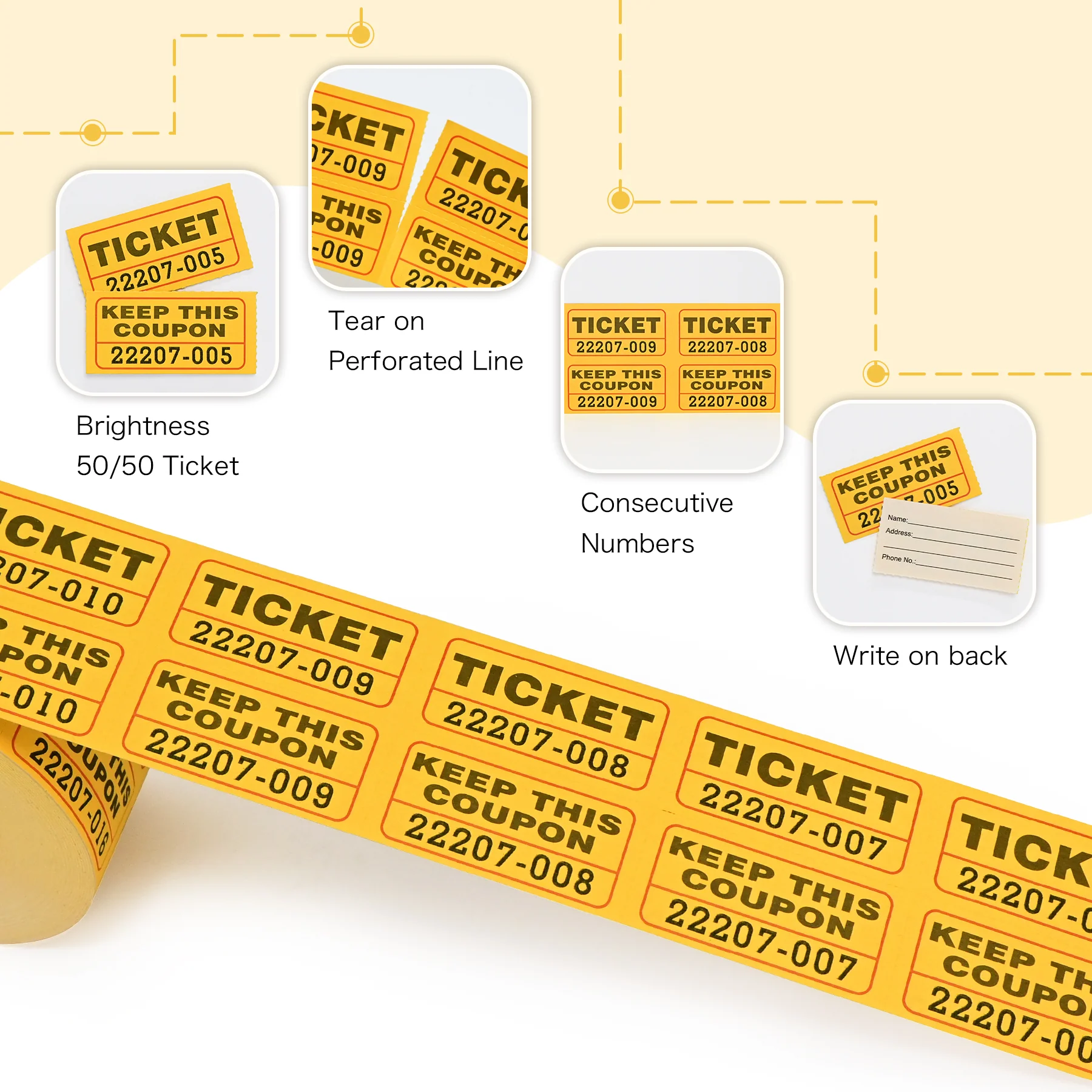 L LIKED Fluorescence Raffle Tickets Double Roll 1000 Tickets Neon High Light 50/50 Tickets for Event,Raffle,Fundraiser - Image 6