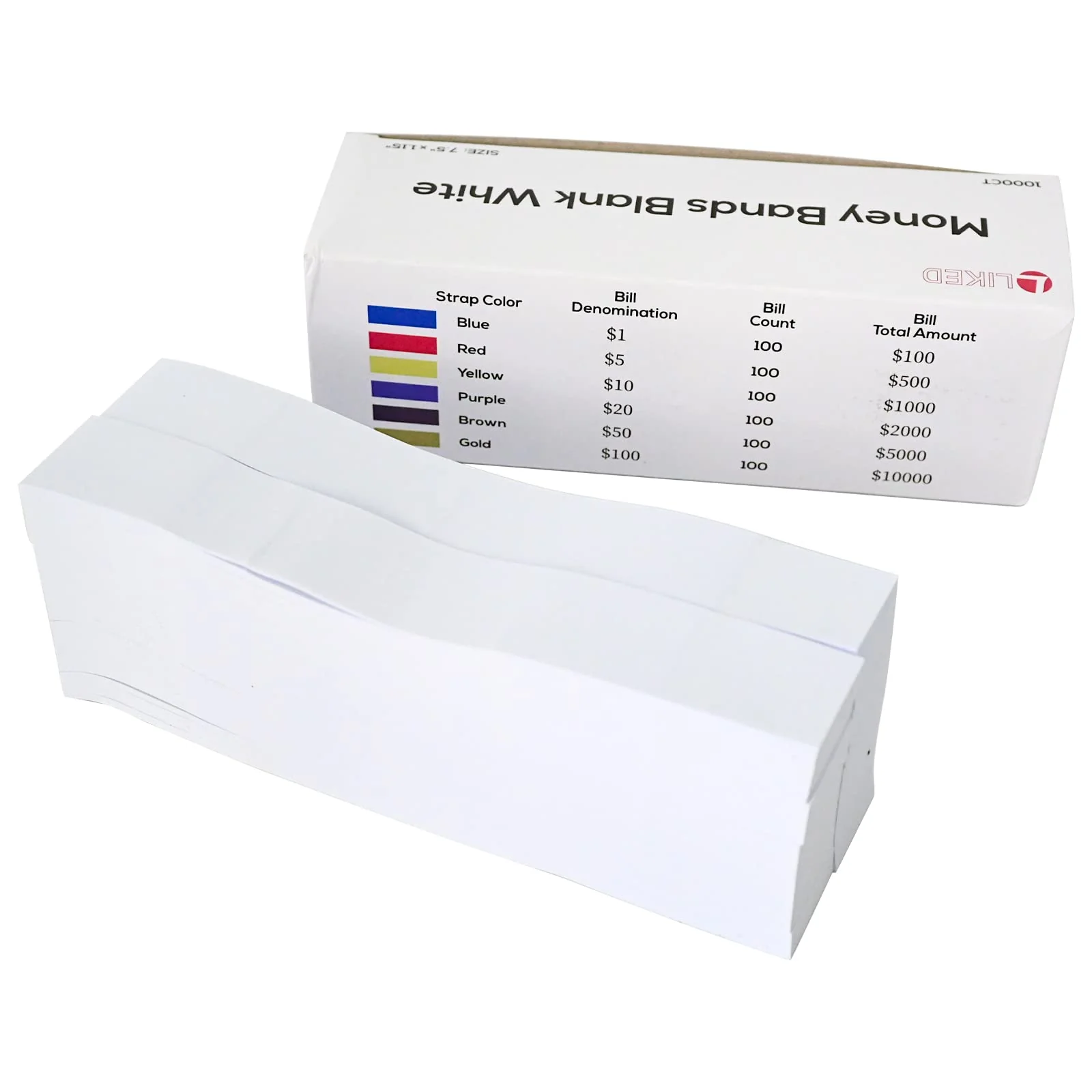 L LIKED Money Band Bundles Self Sealing Currency Straps for Bill Wrappers (Multiple Colour - 1000 PCS)…