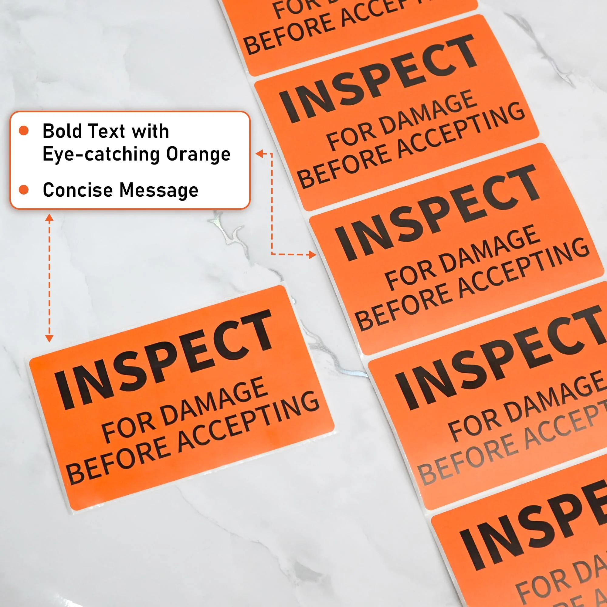L LIKED Shipping Labels, 3" X 5" Inspect for Damage Before Accepting Warning Stickers for Shipping or Packing, Permanent Adhesive (500/Roll) - Image 4
