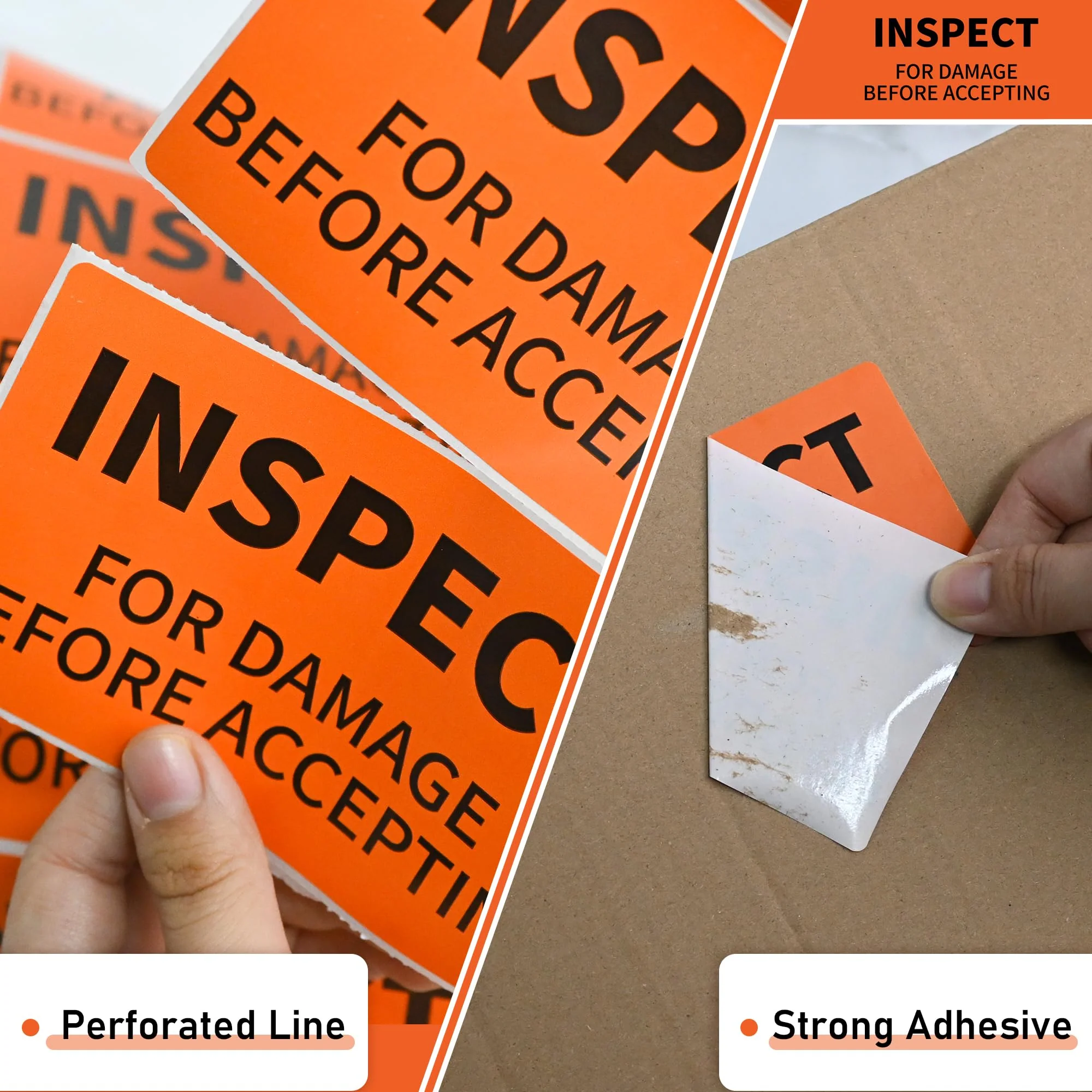 L LIKED Shipping Labels, 3" X 5" Inspect for Damage Before Accepting Warning Stickers for Shipping or Packing, Permanent Adhesive (500/Roll) - Image 5